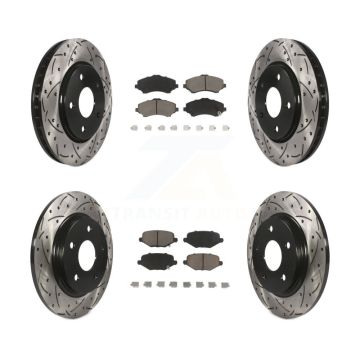 Front Rear Drill Slot Brake Rotor Ceramic Pad Kit For Dodge Grand Caravan Chrysler Town & KDC-100339