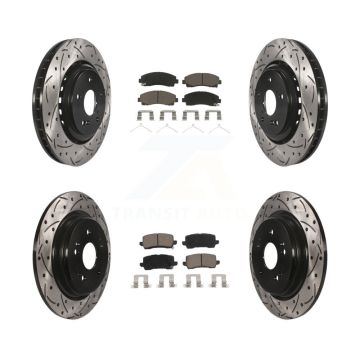 Front Rear Coated Drilled Slot Disc Brake Rotor & Ceramic Pad Kit For 2015-2020 Acura TLX KDC-100347