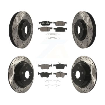 Front Rear Coated Drilled Slotted Disc Brake Rotors And Ceramic Pads Kit For Ford Edge KDC-100349