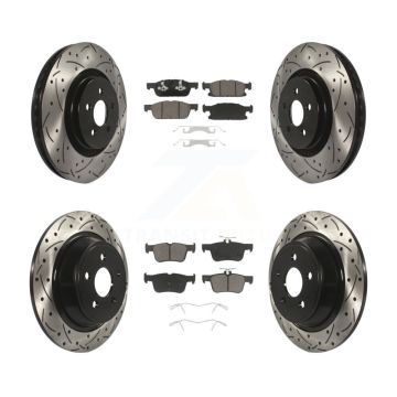 Front Rear Drill Slot Disc Brake Rotor Ceramic Pad Kit For Ford Edge Lincoln Nautilus MKX KDC-100350