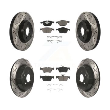 Front Rear Coated Drilled Slotted Disc Brake Rotors And Ceramic Pads Kit For Ford Escape KDC-100351