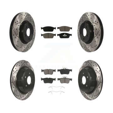 Front Rear Coated Drill Slot Disc Brake Rotor Ceramic Pad Kit For Ford Escape Lincoln MKC KDC-100352