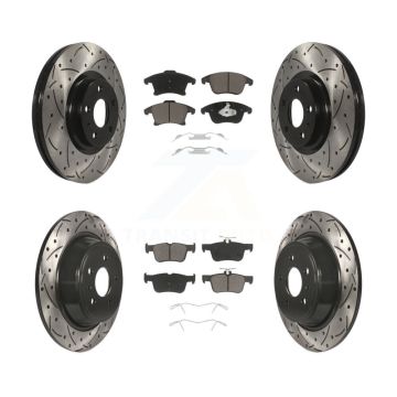 Front Rear Coated Drill Slot Disc Brake Rotor Ceramic Pad Kit For Ford Fusion Lincoln MKZ KDC-100358
