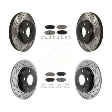 Front Rear Coated Drilled Slotted Disc Brake Rotors And Ceramic Pad Kit For Mazda 3 Sport KDC-100363