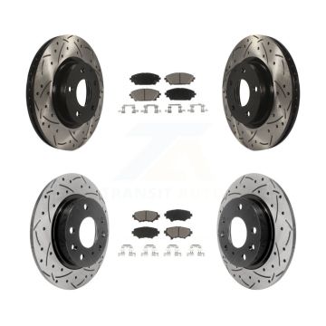 Front Rear Coated Drilled Slotted Disc Brake Rotors And Ceramic Pad Kit For Mazda 3 Sport KDC-100364