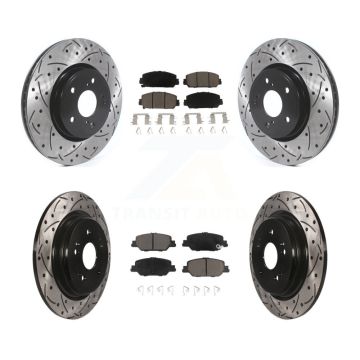 Front Rear Coated Drilled Slotted Disc Brake Rotors And Ceramic Pads Kit For Honda CR-V KDC-100368