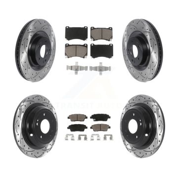 Front Rear Drill Slot Disc Brake Rotor Ceramic Pad Kit For 2012-2014 Hyundai Genesis 5.0L KDC-100370