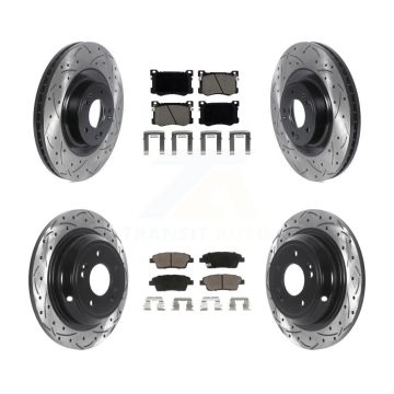 Front Rear Drilled Slot Brake Rotor Ceramic Pad Kit For Hyundai Genesis G80 Kia K900 3.8L KDC-100371