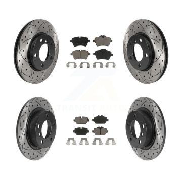 Front Rear Drill Slot Disc Brake Rotor Ceramic Pad Kit For Mini Cooper Countryman Paceman KDC-100374