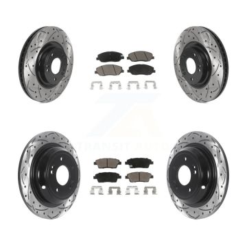 Front Rear Coat Drill Slot Disc Brake Rotor Ceramic Pad Kit For 2012 Hyundai Genesis 3.8L KDC-100376