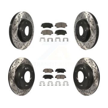 Front Rear Drill Slot Brake Rotor Ceramic Pad Kit For Hyundai Elantra GT Kia Forte Forte5 KDC-100377