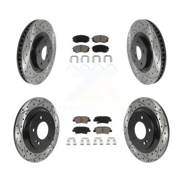 Front Rear Drill Slot Disc Brake Rotor Ceramic Pad Kit For 2016 Hyundai Sonata GAS engine KDC-100378