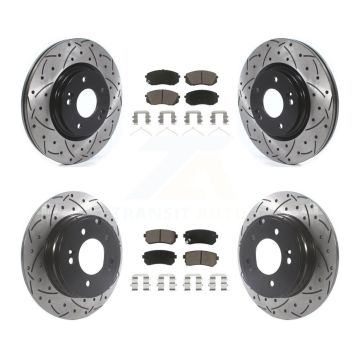 Front Rear Drill Slot Disc Brake Rotor Ceramic Pad Kit For 2016 Hyundai Sonata GAS engine KDC-100379