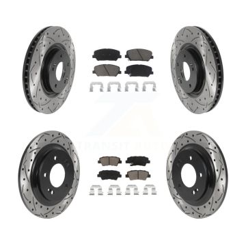 Front Rear Coat Drill Slot Disc Brake Rotor Ceramic Pad Kit For 2013-2015 Kia Optima 2.0L KDC-100387