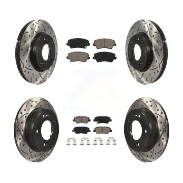 Front Rear Drill Slot Brake Rotor Ceramic Pad Kit For Kia Forte Hyundai Elantra GT Forte5 KDC-100391
