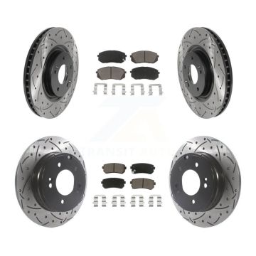 Front Rear Drilled Slot Disc Brake Rotor & Ceramic Pad Kit For Hyundai Tucson Kia Cadenza KDC-100393