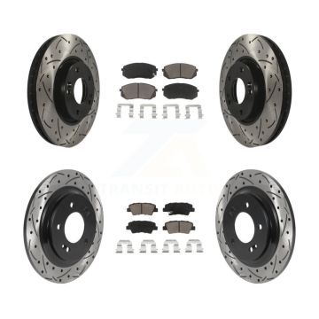 Front Rear Coated Drilled Slotted Disc Brake Rotors And Ceramic Pads Kit For Kia Soul EV KDC-100394