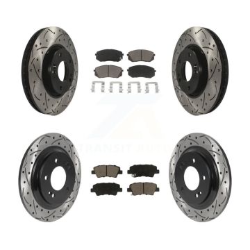 Front Rear Coated Drilled Slotted Disc Brake Rotors And Ceramic Pads Kit For Kia Soul EV KDC-100395