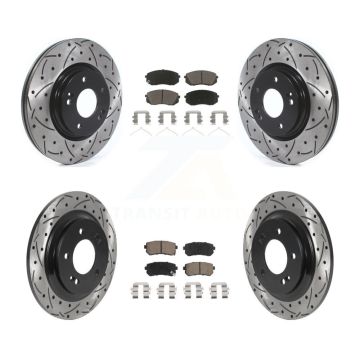 Front Rear Drill Slot Disc Brake Rotors Ceramic Pad Kit For 2016 Kia Optima LX/EX/LX 1.6T KDC-100399