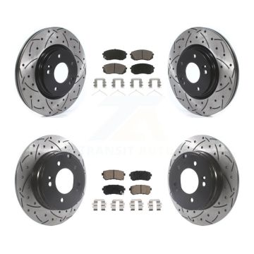 Front Rear Coated Drilled Slotted Disc Brake Rotors And Ceramic Pads Kit For Kia Optima KDC-100400