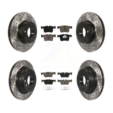 Front Rear Coated Drilled Slotted Disc Brake Rotors And Ceramic Pad Kit For BMW 320i 328d KDC-100402