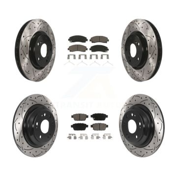 Front Rear Coated Drilled Slotted Disc Brake Rotor Ceramic Pad Kit For 2009-2014 Acura TL KDC-100403