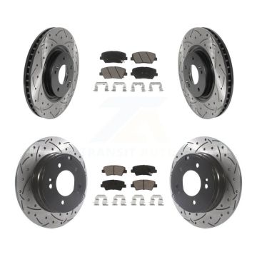 Front Rear Coated Drilled Slotted Disc Brake Rotors And Ceramic Pad Kit For Hyundai Azera KDC-100407