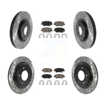 Front Rear Drilled Slot Brake Rotor & Ceramic Pad Kit For 2016-2017 Hyundai Azera Limited KDC-100408
