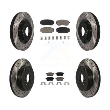 Front Rear Coated Drilled Slot Disc Brake Rotors Ceramic Pad Kit For 2007-2015 Mazda CX-9 KDC-100409