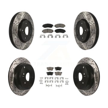 Front Rear Coated Drilled Slotted Disc Brake Rotors And Ceramic Pads Kit For Acura RDX KDC-100414
