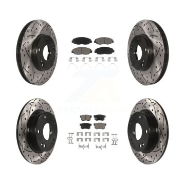 Front Rear Drill Slot Disc Brake Rotors Ceramic Pad Kit For 2014-2015 Honda Civic Touring KDC-100416
