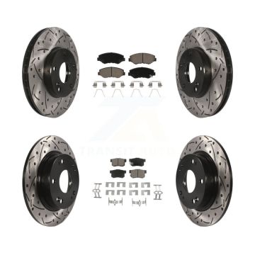 Front Rear Coated Drilled Slot Disc Brake Rotor Ceramic Pad Kit For Honda Civic Acura ILX KDC-100417