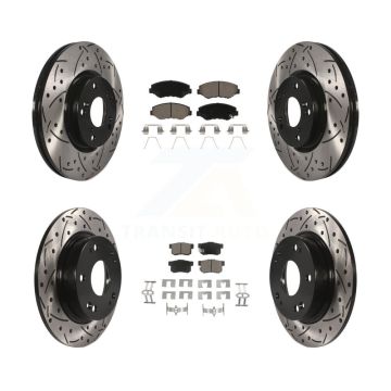 Front Rear Coated Drilled Slot Disc Brake Rotor Ceramic Pad Kit For Honda Civic Acura ILX KDC-100418