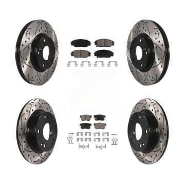 Front Rear Coated Drilled Slot Disc Brake Rotor Ceramic Pad Kit For Honda Civic Acura CSX KDC-100420