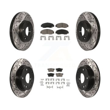 Front Rear Coated Drilled Slotted Disc Brake Rotors And Ceramic Pads Kit For Acura CSX KDC-100423