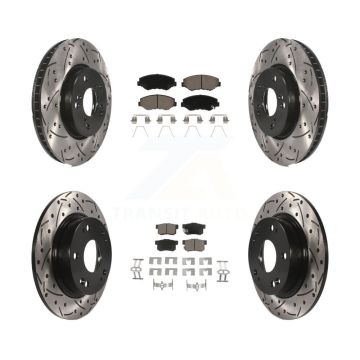 Front Rear Coated Drilled Slotted Disc Brake Rotors And Ceramic Pads Kit For Honda Civic KDC-100425