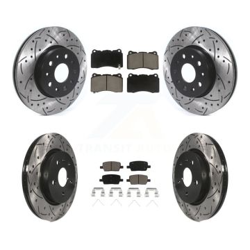 Front Rear Drill Slot Disc Brake Rotors Ceramic Pad Kit For Chevrolet Camaro Cadillac CT6 KDC-100433