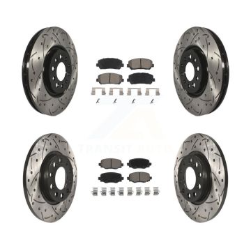 Front Rear Coated Drilled Slotted Disc Brake Rotors And Ceramic Pads Kit For Chrysler 200 KDC-100435