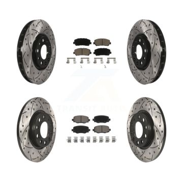 Front Rear Coated Drilled Slotted Disc Brake Rotors And Ceramic Pads Kit For Chrysler 200 KDC-100436
