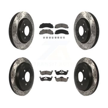 Front Rear Drilled Slot Brake Rotor Ceramic Pad Kit For Ford Expedition Lincoln Navigator KDC-100437