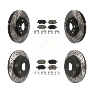 Front Rear Coated Drilled Slotted Disc Brake Rotors & Ceramic Pad Kit For Chevrolet Cruze KDC-100441