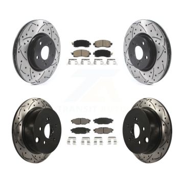 Front Rear Coated Drilled Slotted Disc Brake Rotor And Ceramic Pad Kit For Subaru Impreza KDC-100442