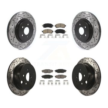 Front Rear Coat Drill Slot Disc Brake Rotors Ceramic Pad Kit For Subaru Crosstrek Impreza KDC-100443