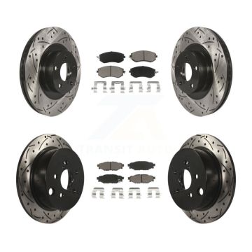 Front Rear Drilled Slot Disc Brake Rotor Ceramic Pad Kit For Subaru Forester XV Crosstrek KDC-100444