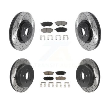 Front Rear Drill Slot Disc Brake Rotor Ceramic Pad Kit For 2014-2018 Subaru Forester 2.0L KDC-100445