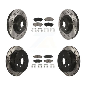 Front Rear Drilled Slot Brake Rotor & Ceramic Pad Kit For Subaru Impreza Forester Outback KDC-100446