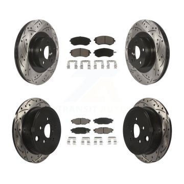 Front Rear Drilled Slot Brake Rotor & Ceramic Pad Kit For Subaru Outback Forester Impreza KDC-100447