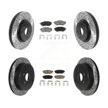 Front Rear Coated Drilled Slot Disc Brake Rotor Ceramic Pad Kit For Subaru Outback Legacy KDC-100448