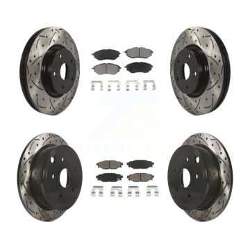 Front Rear Coated Drilled Slotted Disc Brake Rotors And Ceramic Pads Kit For Subaru WRX KDC-100449