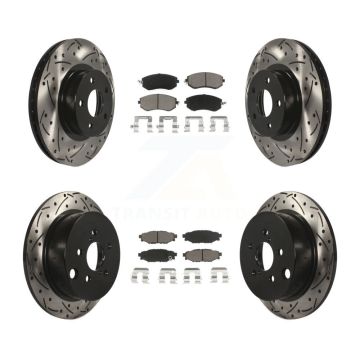 Front Rear Coated Drilled Slotted Disc Brake Rotor And Ceramic Pad Kit For Subaru Impreza KDC-100451